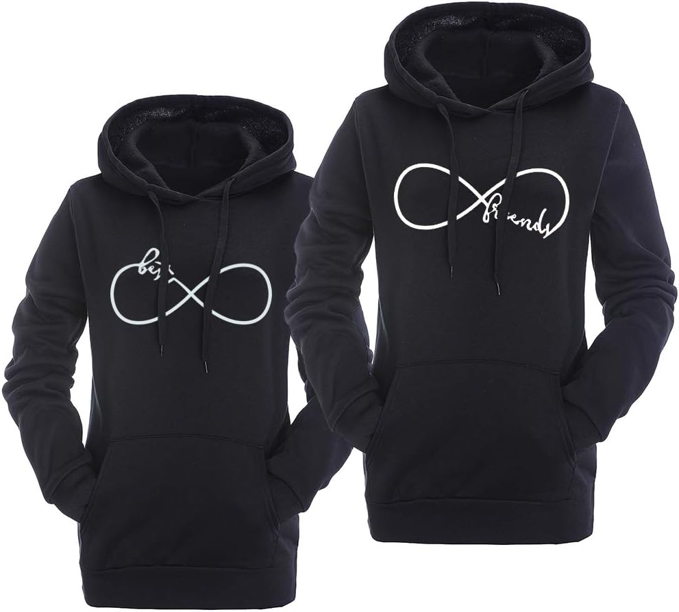 Double Fashion Matching Best Friend Hoodies for 2 BFF Hoodies Pullover Sweaters for Teen Girls Autumn Winter