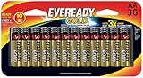 Eveready Gold AA Alkaline Batteries, 36 Count