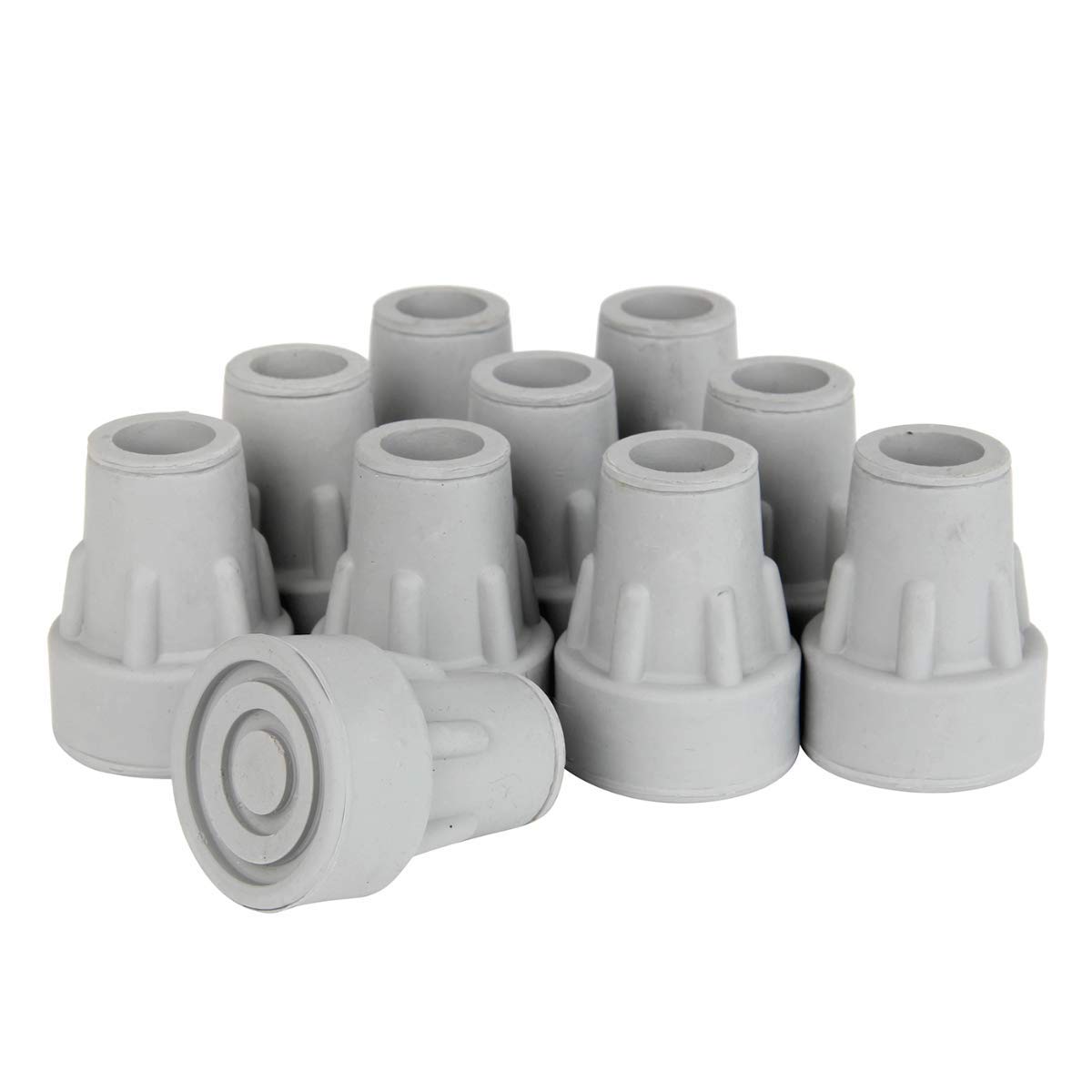 Days Heavy Duty Bell Shaped Ferrule, 16mm (5/8"), Pack of 10, Grey, Walking Stick, Crutch, & Furniture Replacement Rubber Tip, Easy Attach Protection Cup (Eligible for VAT Relief in the UK)