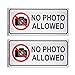 No Photo Allowed Signs - 2-Piece Aluminum Compliance No Photography Horizontal Notice Signs for Businesses, Restricted Areas, Silver, 7.8 x 3.6 Inches