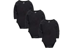 kavkas Infant Boy Girl Bodysuit Cotton Long Sleeve One Piece Baby Clothes Toddler Solid Basic Undershirt 3 Pack, 0-24 Months