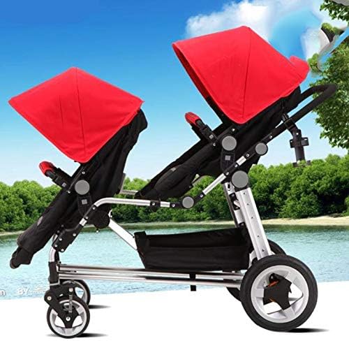 WUZHI Double Pushchair Dual Combo Double Pushchair With Carrycot Pram Newborn And Toddler,Red