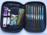 KiwiVine Crochet Kit in Zippered Pouch with 11 Hooks, Scissor, Measuring Tape, Stitch Markers & darning Needles