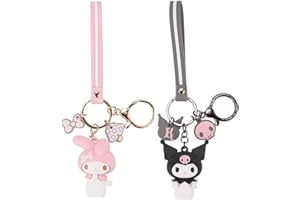 PaPiJoJo Cute Keychain Kawaii Anime Keychain, Hello Kitty, My Melody,Kuromi,Keroppi, Badtz-Maru, Cinnamoroll, Pompompurin