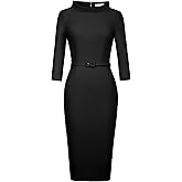 MUXXN Women's 1950s Vintage 3/4 Sleeve Elegant Collar Cocktail Evening Dress