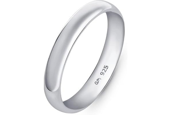 Amberta Women 925 Sterling Silver Wedding Band Ring