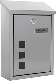 Rottner T06047 Casa INOX Design-Briefkasten aus gebürstetem Edelstahl, mit Sichtfenster, Zylinderschloss 2 Schlüssel und Schutzklappe, Inklusive Montagematerial