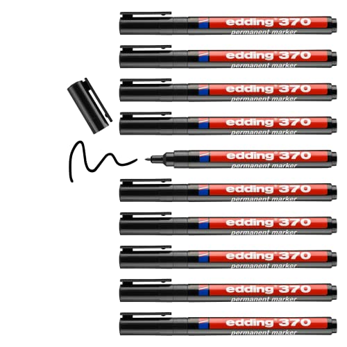 edding 370 Fine Permanent Marker - Black (Pack of 10)