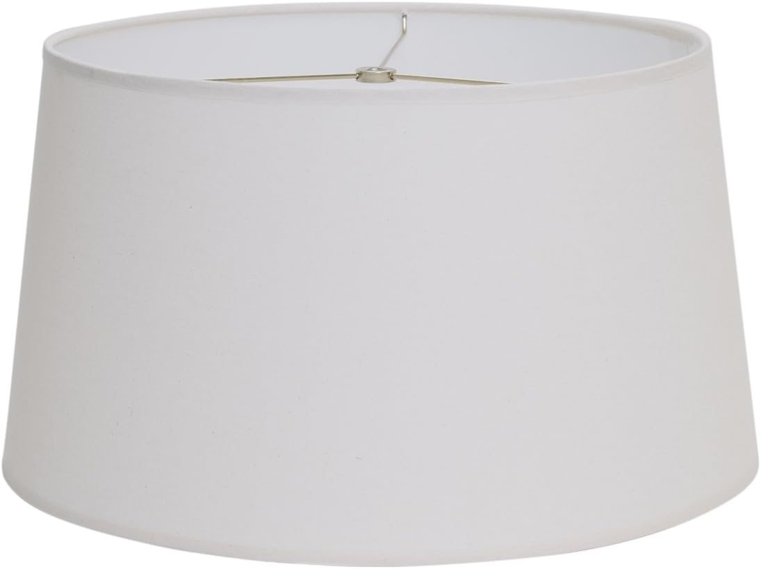 Deran 305-19-WBL 19" Hardback Linen Shallow Drum Lamp Shade, 13" x 19" x 11", White Burlap