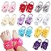 Elesa Miracle Toddler Baby Girl's Barefoot Sandals Value Set (10 Pairs - Chiffon Rhinestone Flower)