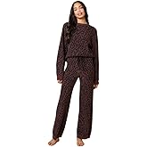 Softies Women's Marshmallow Leopard Print Crew Neck Lounge Set