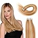 Tape in Hair Extensions Human Hair 20 inch 50g/pack 20pcs Seamless Skin Weft Remy Straight Hair P27/613# Strawberry Blonde