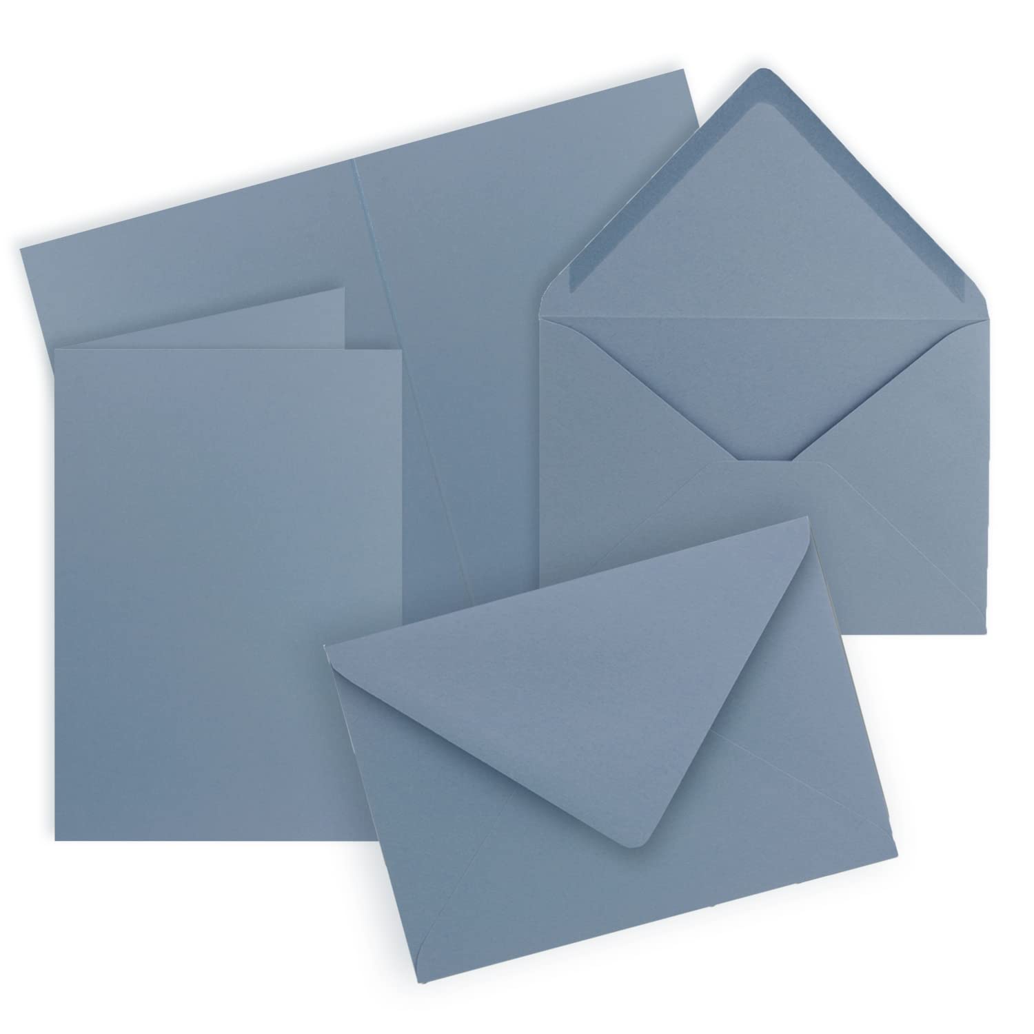 20x folding card set with envelopes DIN A6 C6 - grey blue (blue) - 14.8 x 10.5 cm (105 x 148) - double card set - FarbenFroh series