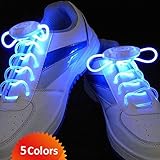 Flammi LED Shoelaces Light Up Shoe Laces with 3 Modes in 5 Colors Flash Lighting the Night for Party Hip-hop Dancing Cycling Hiking Skating -(Blue)