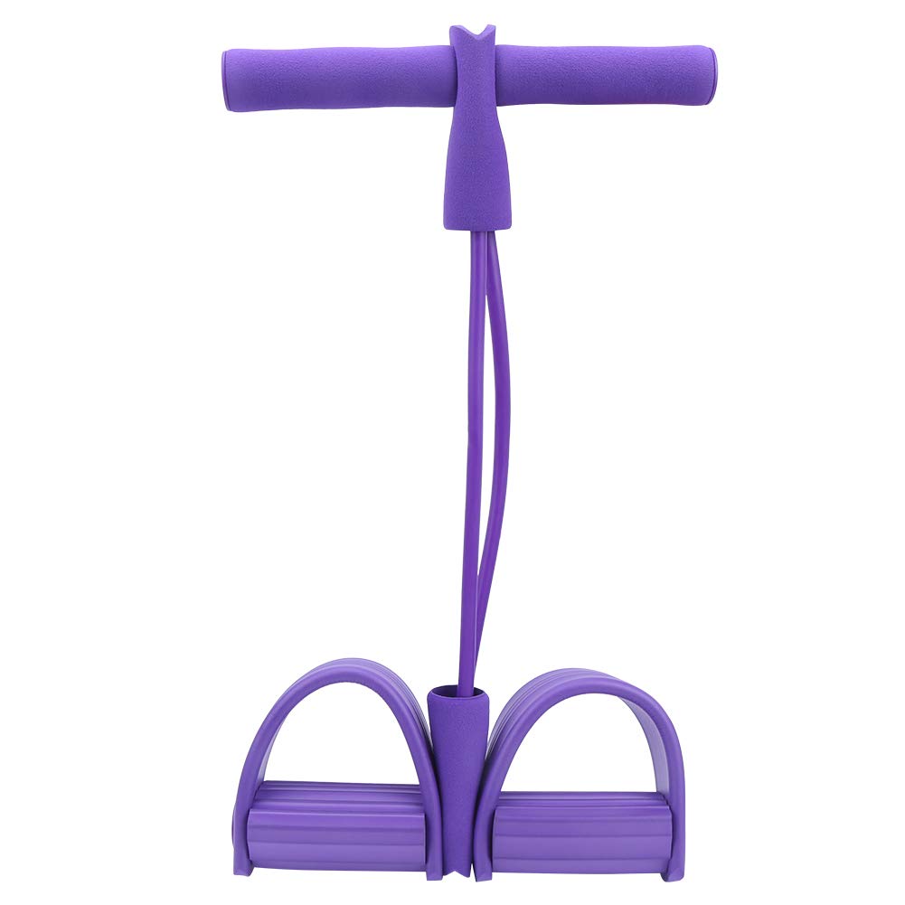 Keenso 2 Tube Foot Pedal Pull Rope, Pedal Resistance Band Elastic Leg Puller Sit‑Up Abdominal Fitness Training Equipment(Purple) Strength TrainingStrength Training Athletics