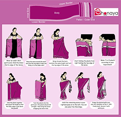 Shonaya Women's Woven Polyester Silk Magenta Designer Saree With Unstitched Blouse Piece - Image 7