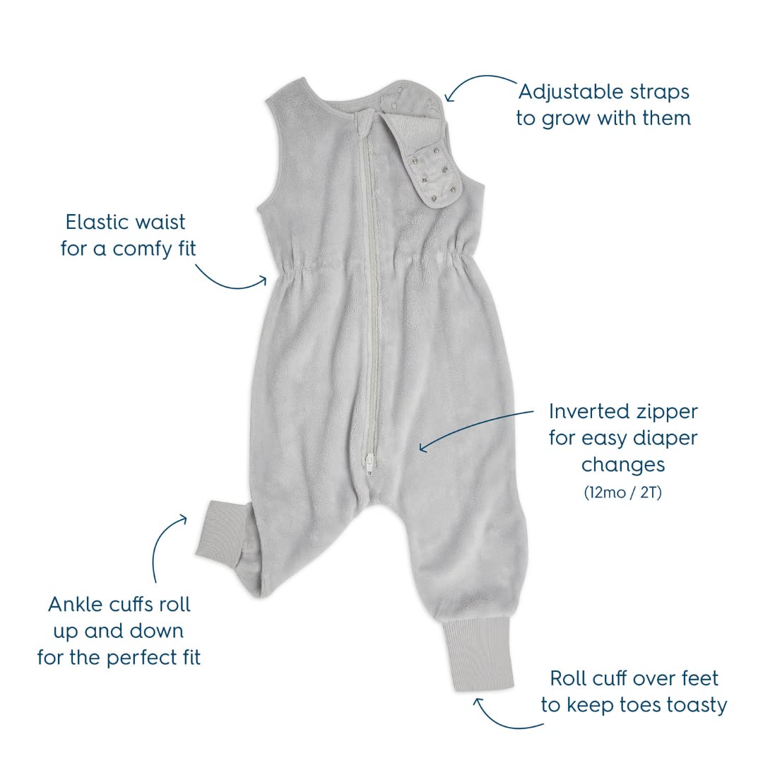 HALO Sleepsack Toddler Sleeping Bag, Luxe Fleece Wearable Blanket, TOG 2.0, Grey, 3T
