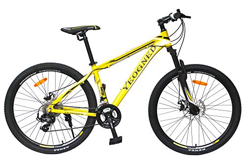 YEOGNED 27.5 Suspension Mountain Bike Disc Brake Outdoor Sports Cycling Bicycle (Yellow)
