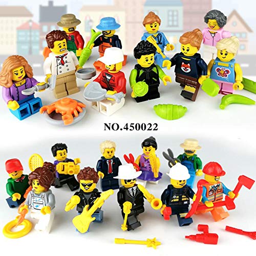 Eilane Set of 20 Imagination Generation Little Professionals Character Set Community Dollhouse Figures Play People Cartoon City Professional Building Blocks