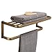 Leyden Antique Brass Towel Shelves, Bath Towel Rack with Towel Bar for Bathroom Wall Mounted