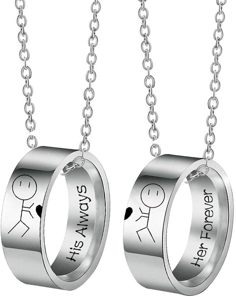 Forever and Always Necklaces for Couples Set His Her Boyfriend