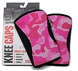 Rocktape Knee Sleeves, 2-Pack, Competition Grade, 5mm Thickness, Compression Neoprene, Extra Long for VMO Support, Pink Camo, XL