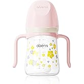 Oberni Toddler Sippy Cup, Weighted Straw Baby Drinking Water Bottle with Valved Spout for 6+ Months, 300ml/10oz/Pink/1Pack
