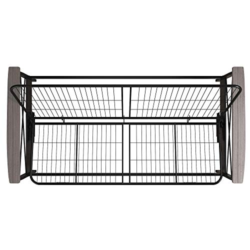 DHP Nadine Metal Futon Frame with Grey Wood Armrests, Full Size