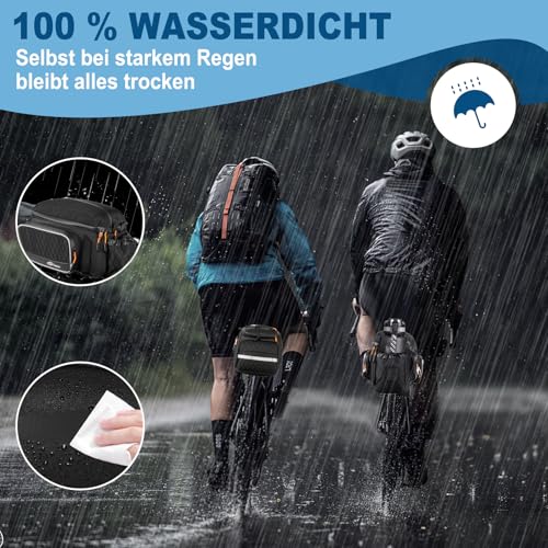 toptrek Bicycle Bags for Pannier Rack, 15L Waterproof Pannier Rack Bag, Reflective Bicycle Bags Rear Pannier Rack, 3-in-1 Pannier Rack Bags with Carry Handle and Shoulder Strap