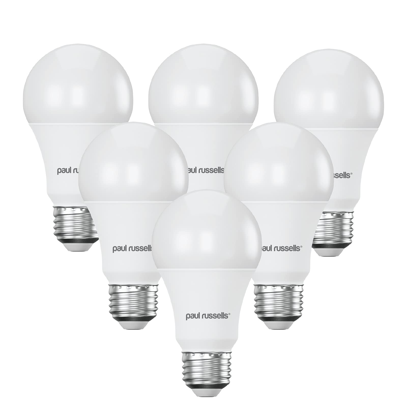 paul russells LED GLS Lights Edison Screw ES, 75w Equivalent, 9.5watt 1055LM LED Bulbs, 2700K Warm White, Classic Frosted A60 Standard E27 Energy Saving (Not Dimmable) Large Globe Lamps, 6 Pack