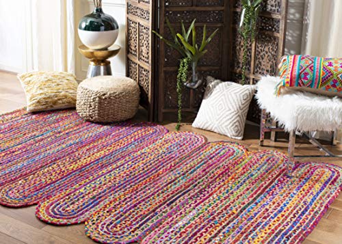 SAFAVIEH Cape Cod Collection Accent Rug - 3' x 5', Red & Multi, Handmade Braide…