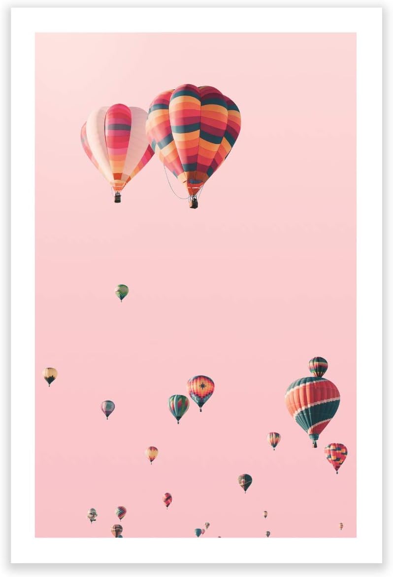 Humble Chic Wall Art Prints - Unframed HD Printed Travel Picture Poster Decorations for Home Decor Living Dining Bedroom Bathroom College Dorm Room - Hot Air Balloons Sky, 24x36 Vertical