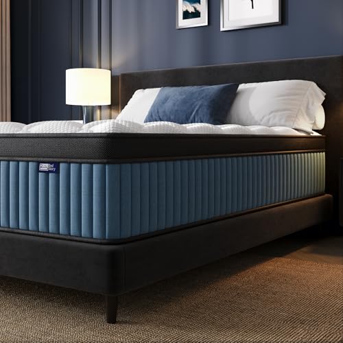 BedStory Medium Firm King Mattress 12 Inch, Deep Sleep Hybrid Mattress with Extra Lumbar Support, King Size Bed in a Box for Spine Alignment ＆ Pressure Relief, CertiPUR-US Certified, 365-Night Trial