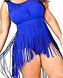 Fringe Plus Size One Piece Retro Tassels Bikini Swimwear Swimsuit