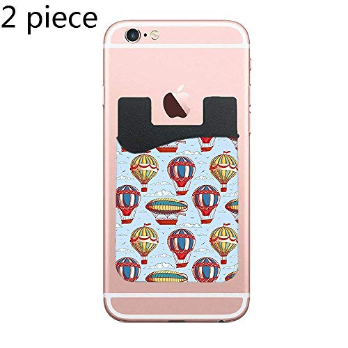 ZninesOnhOLD Two Retro Flying Heat Baloon Types Cell Phone Stick On Wallet Card Holder Phone Pocket for All Smartphones (Black)