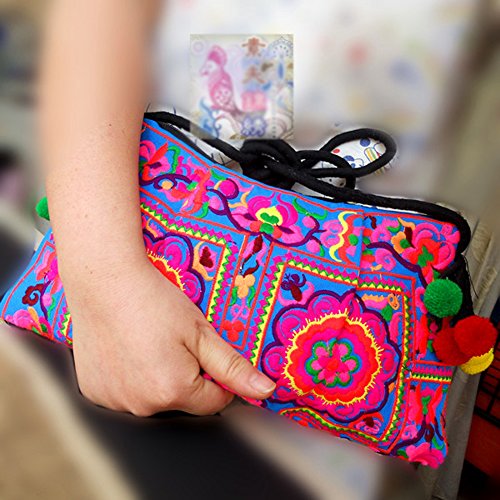 Weixinbuy Women's Boho Embroidered Shoulder Bag Clutch