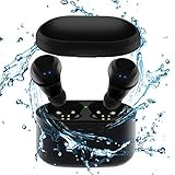 Tankfly Wireless Earbuds, TWS Mini Bluetooth Earbuds True Stereo IPX5 Sweatproof Sports Car Bluetooth Headset for iPhone Samsung Ipad and Android Phone Women Men (Black)