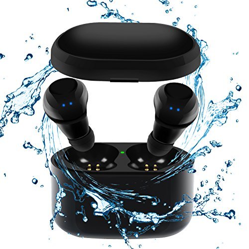 Tankfly Wireless Earbuds, TWS Mini Bluetooth Earbuds True Stereo IPX5 Sweatproof Sports Car Bluetooth Headset for iPhone Samsung Ipad and Android Phone Women Men (Black)