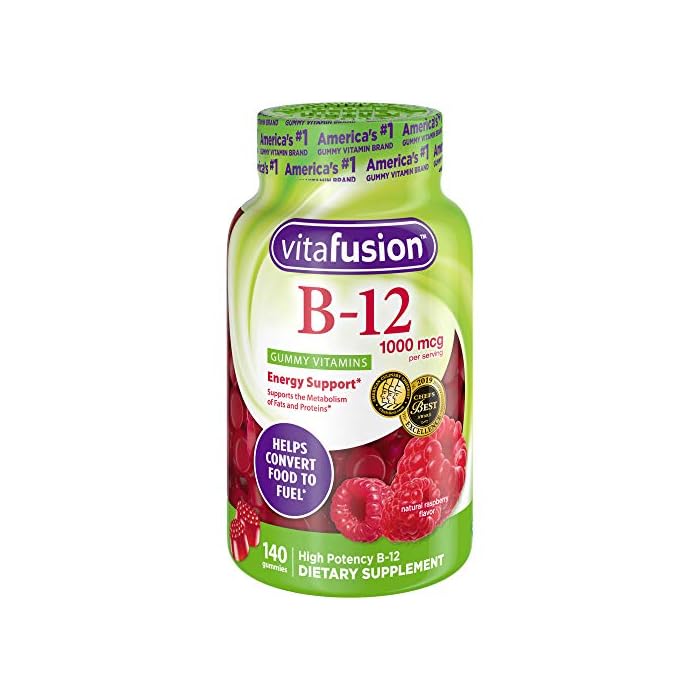 vitafusion Vitamin B12 Gummy Vitamins for Energy Metabolism Support, Raspberry Flavored, America’s Number 1 Gummy…