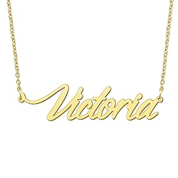 BYBWBL Victoria Name Pendant Necklace 18k Gold