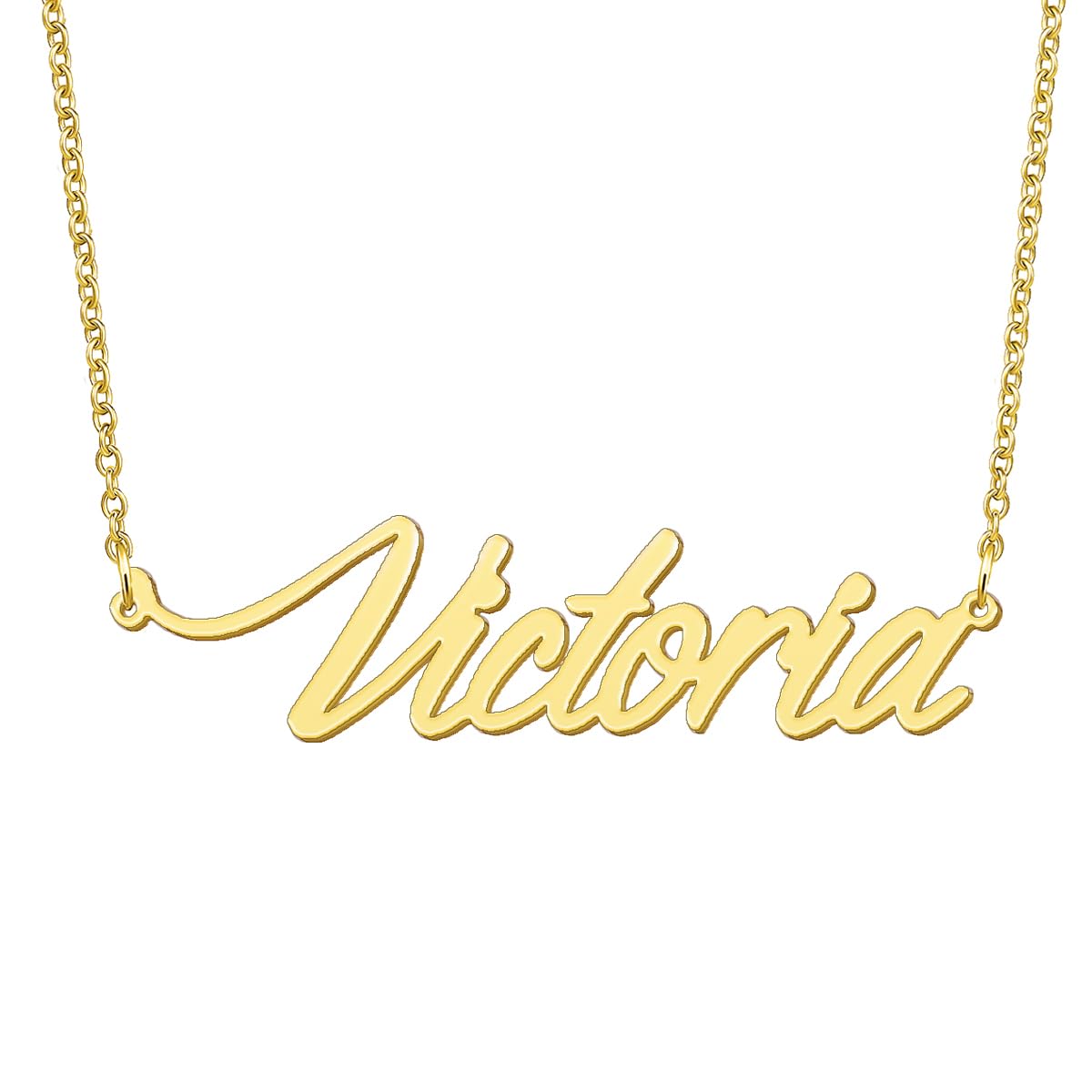 BYBWBL Victoria Name Pendant Necklace 18k Gold