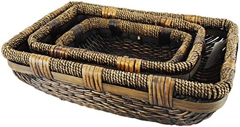 TOPOT 8SET Set of 3 Country Style Stitch Weave Willow Wicher Basket Trays wholesale lot
