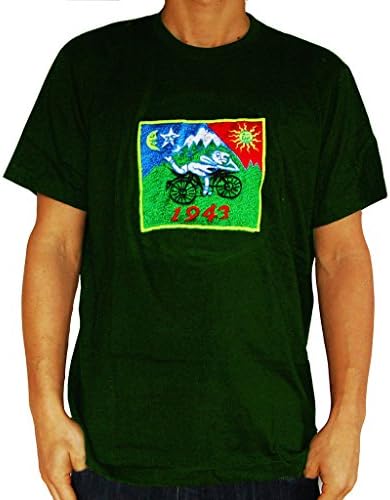 ImZauberwald LSD Original Bicycle Day T-Shirt (Blacklight Active, Flower of Life) Albert Hofmann Goa Shirt Psychedelic Acid Design
