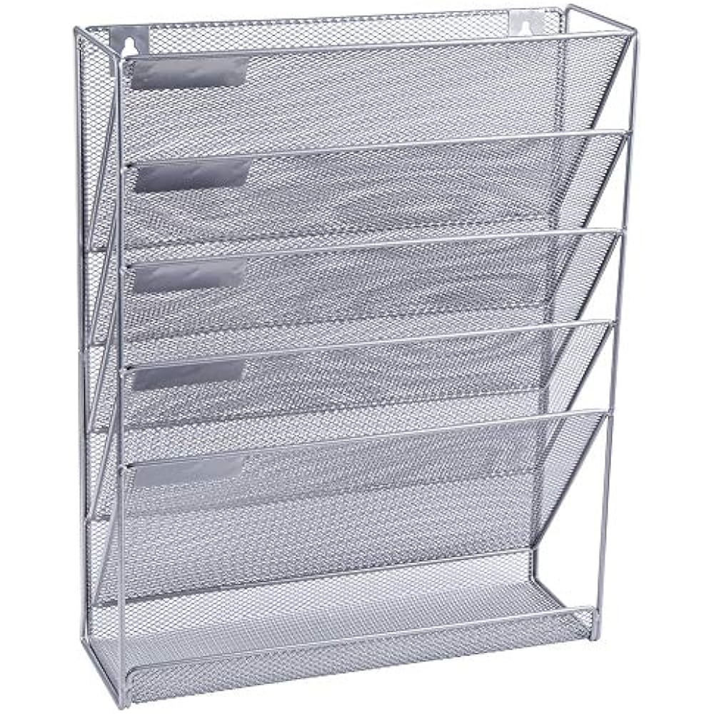Easepres File Organizer Mesh 5Tier Black Hanging Vertical Holder Rack