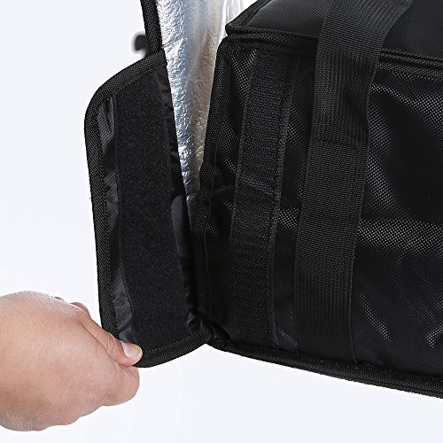 Polyester Insulated Pizza / Food Delivery Bag Professional Pizza Delivery Bag 18”×18“×8” for Three 16" Pizza Boxes (Black)