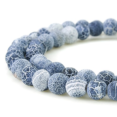 Beadnova 6mm black frosted agate unpolished cracked matte gemston…