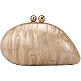 Acrylic Shell Shaped Bag Luxury Marble Clutch Evening Purses for Women Glitter Handbag for Wedding Cocktail Party Prom