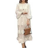Shangeek Plus Size Fall Dress for Women Round Neck Long Sleeve One Size Elegantly Casual Dresses