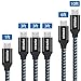 FONKEN Micro USB Cable, USB to Micro USB Cable [6-Pack, 1FT 3.3FTx3 6.6FT 10FT] Nylon Braided USB 2.0 Fast Data Sync & Charging Cord -Black