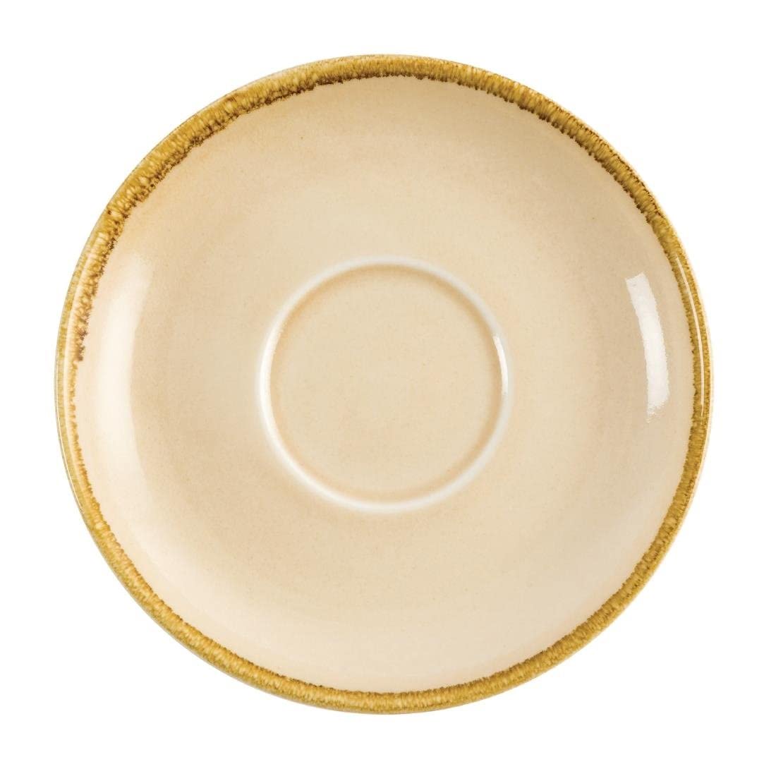 Olympia Kiln Cappuccino Saucers Sandstone 160mm - Small Dessert, Tea Plates, Microwave and Dishwasher Safe (6 Pack) GP333